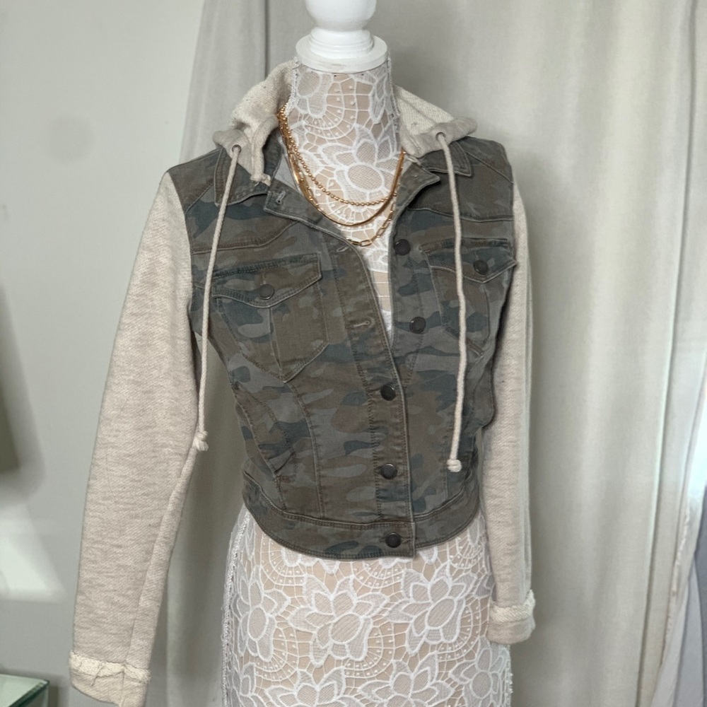 Denim x sweater jacket